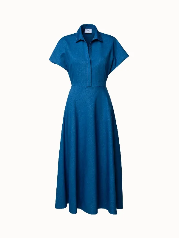 Washed Denim Midi Dress