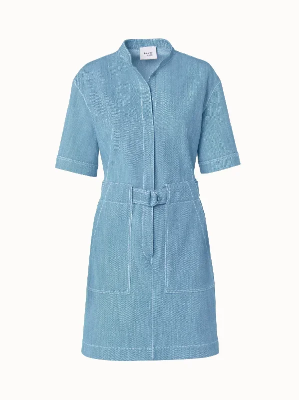 Washed Light Denim Dress