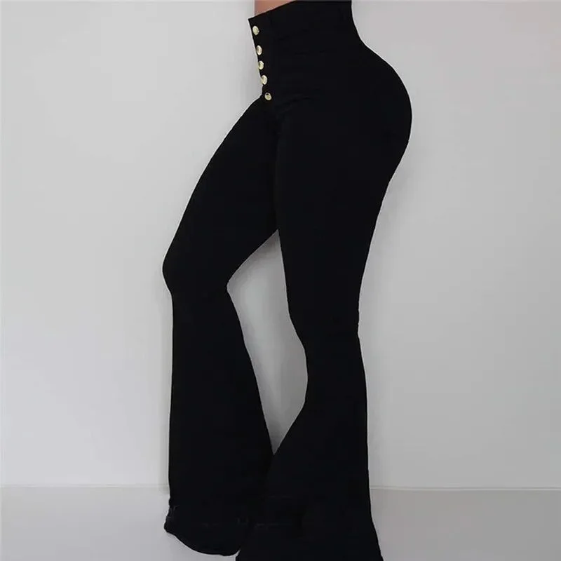 Elegant High Waist Bell-bottoms Trousers