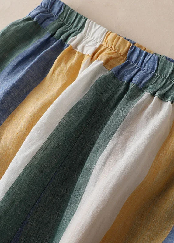 women-striped-pockets-patchwork-linen-wide-leg-pants-summer