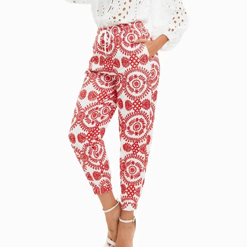 Stylish Embroidery Ankle Length Trousers