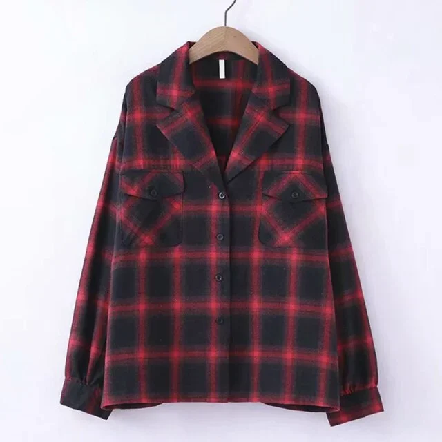 womencasual-long-sleeve-loose-plaid-blouse