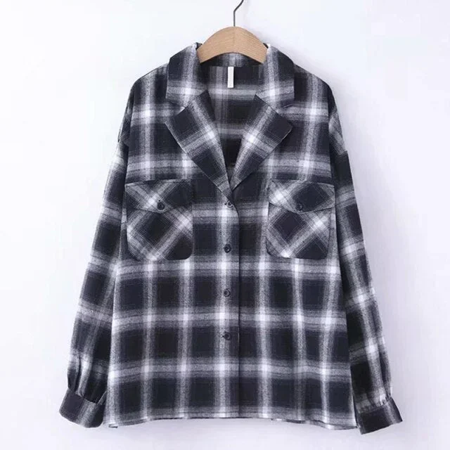 womencasual-long-sleeve-loose-plaid-blouse