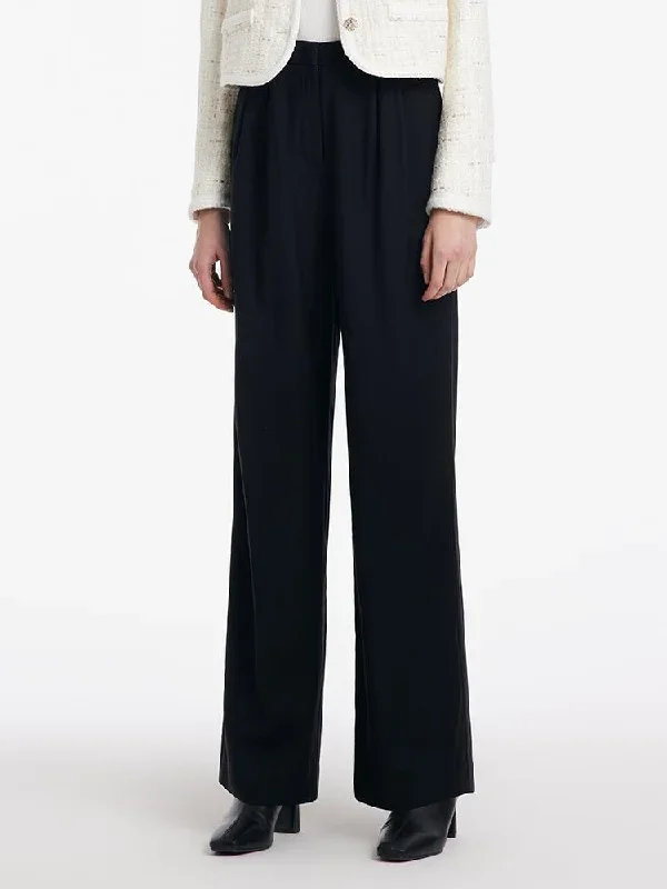 Wool Straight Full Length Pants