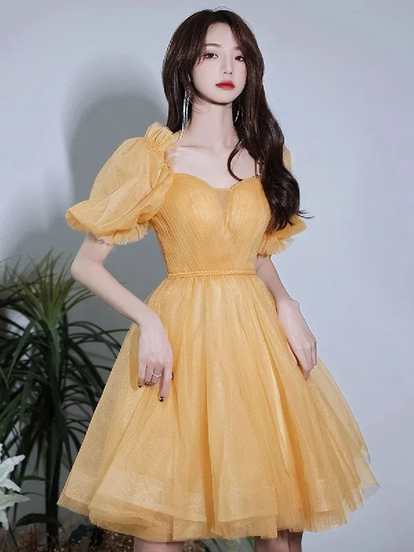 yellow-tulle-short-prom-dress-yellow-homecoming-dress