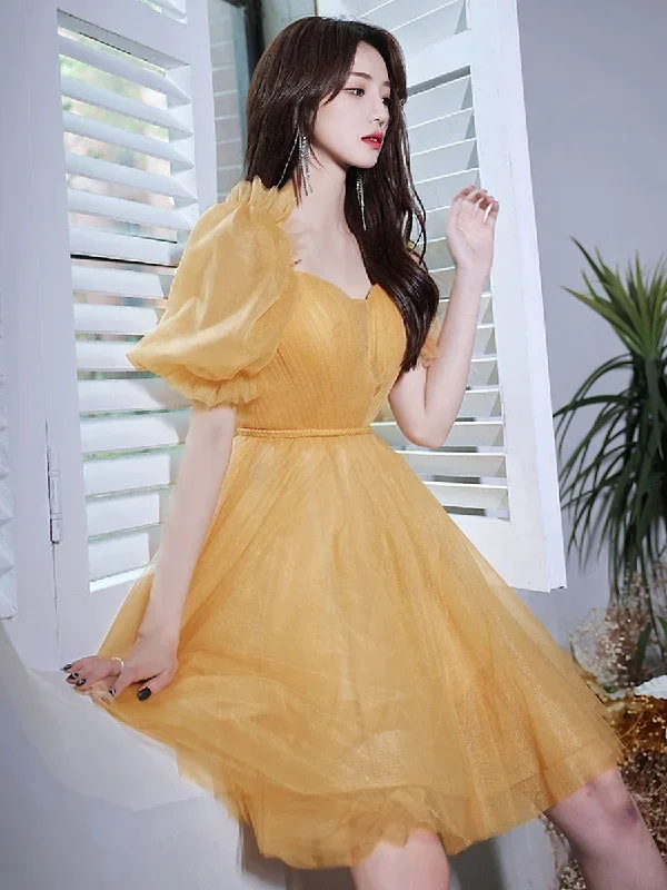 yellow-tulle-short-prom-dress-yellow-homecoming-dress