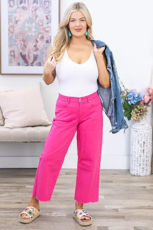 YMI Pink Cropped Wide Leg Trouser Pants