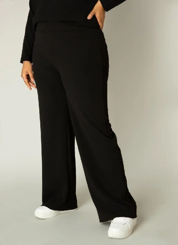 black wide pants with an elastic waistband