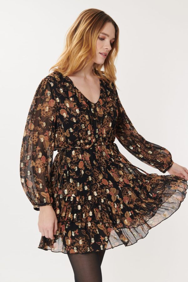 Robe courte imprimée et lurex ALMINA - Image 2