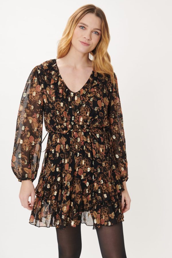 Robe courte imprimée et lurex ALMINA - Image 3
