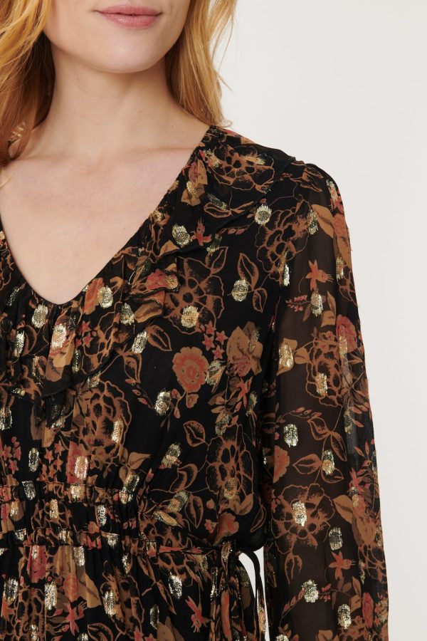 Robe courte imprimée et lurex ALMINA - Image 5