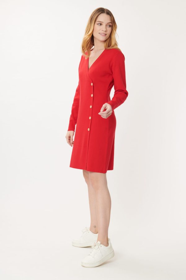 Robe Maille Unie Col V GAETANE - Image 2