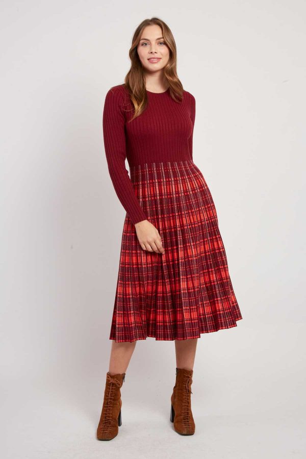 Robe mi-longue manches longues en maille JEANNE