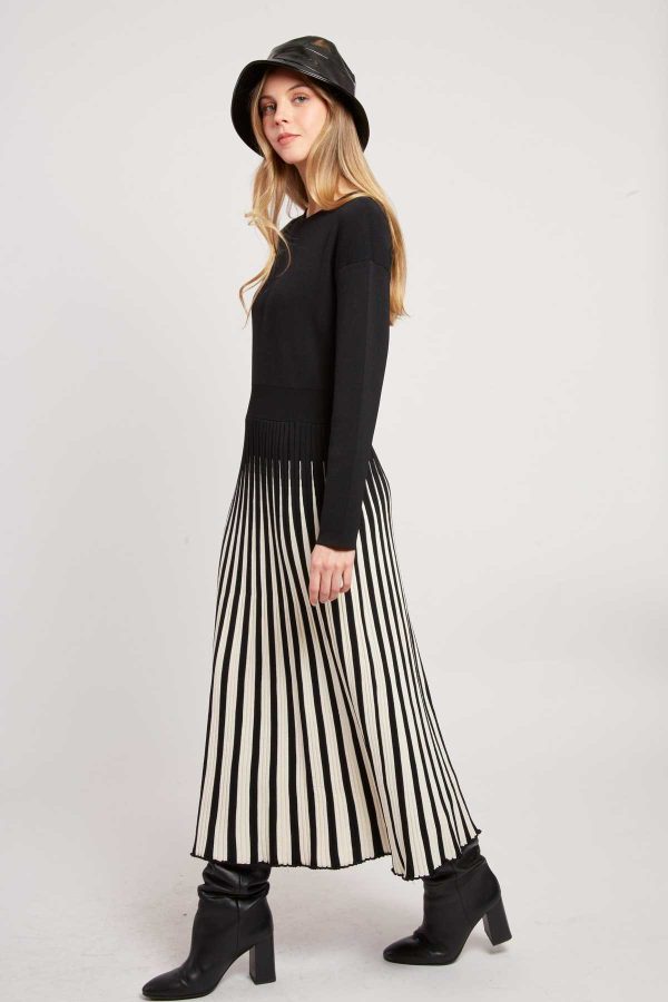 Robe mi-longue manches longues en maille VALERIANE - Image 2