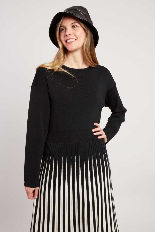 Robe mi-longue manches longues en maille VALERIANE - Image 3