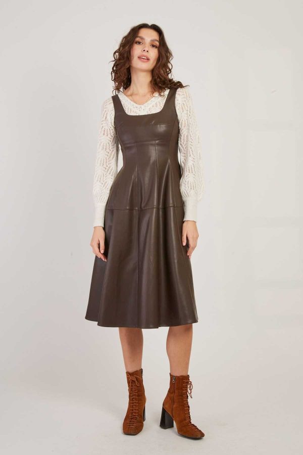 Robe mi-longue en similicuir VALESKA