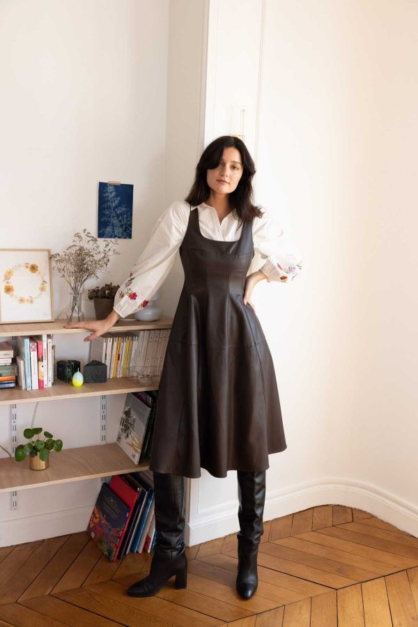 Robe mi-longue en similicuir VALESKA - Image 2