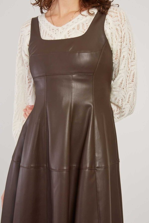 Robe mi-longue en similicuir VALESKA - Image 7