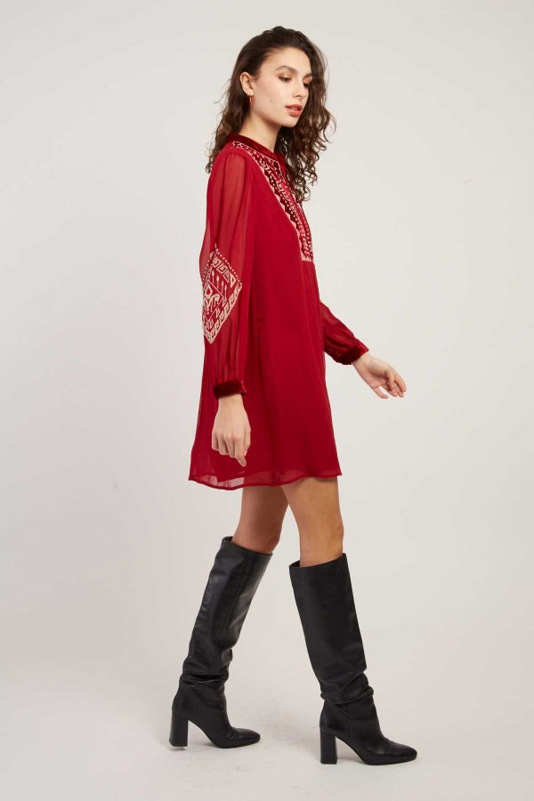 Robe courte brodée manches longues VANINA - Image 7