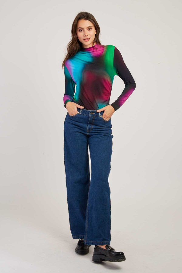 T-shirt coloré manches longues à motifs abstraits WALLYS