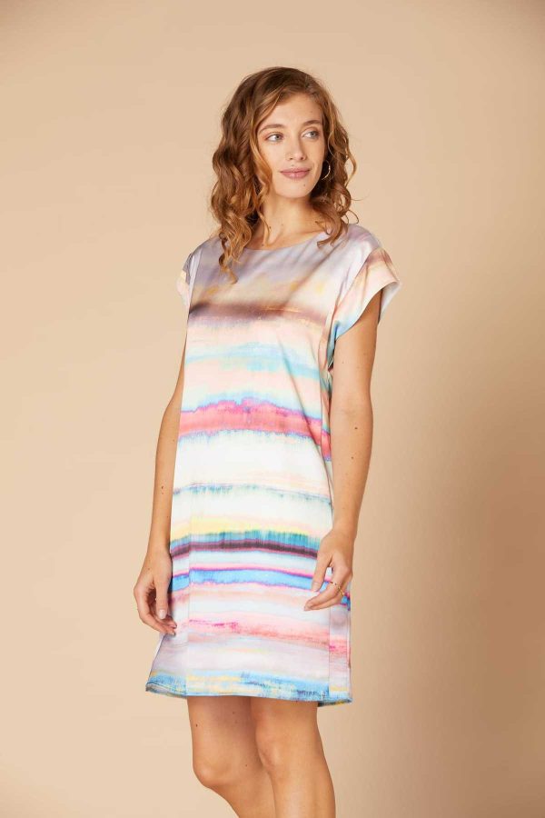 Robe droite aux genoux, en satin imprimé - Calendaire - Image 3
