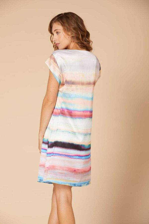 Robe droite aux genoux, en satin imprimé - Calendaire - Image 4