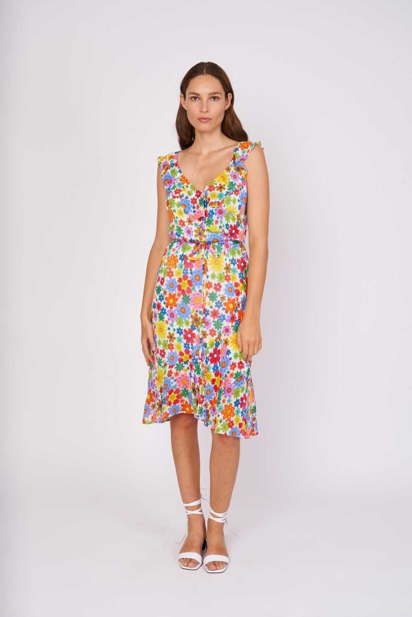 Robe midi imprimée à bretelles CONSTANTINE