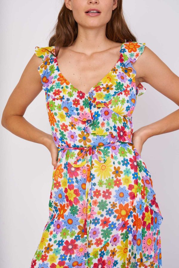 Robe midi imprimée à bretelles CONSTANTINE - Image 4
