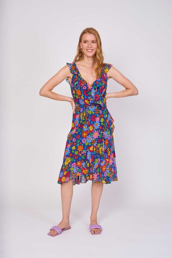 Robe midi imprimée à bretelles CONSTANTINE - Image 5