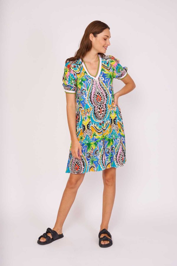 Robe courte manches courtes col V CABRI