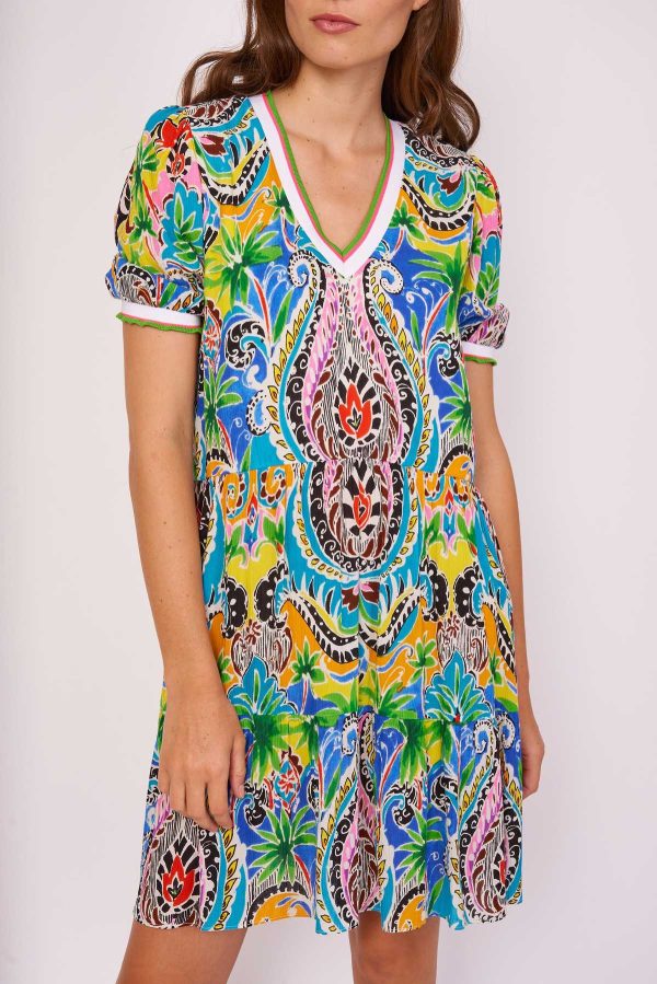 Robe courte manches courtes col V CABRI - Image 4