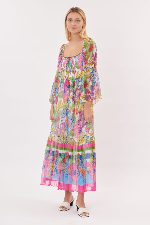 Robe longue imprimée avec des volants TANIALYS - Image 2