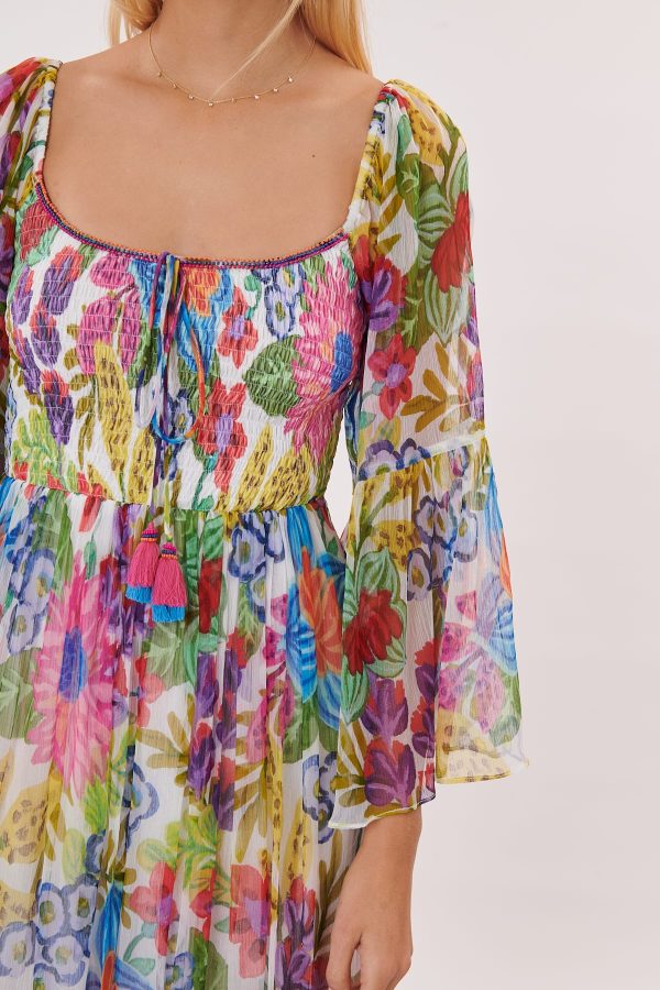 Robe longue imprimée avec des volants TANIALYS - Image 6