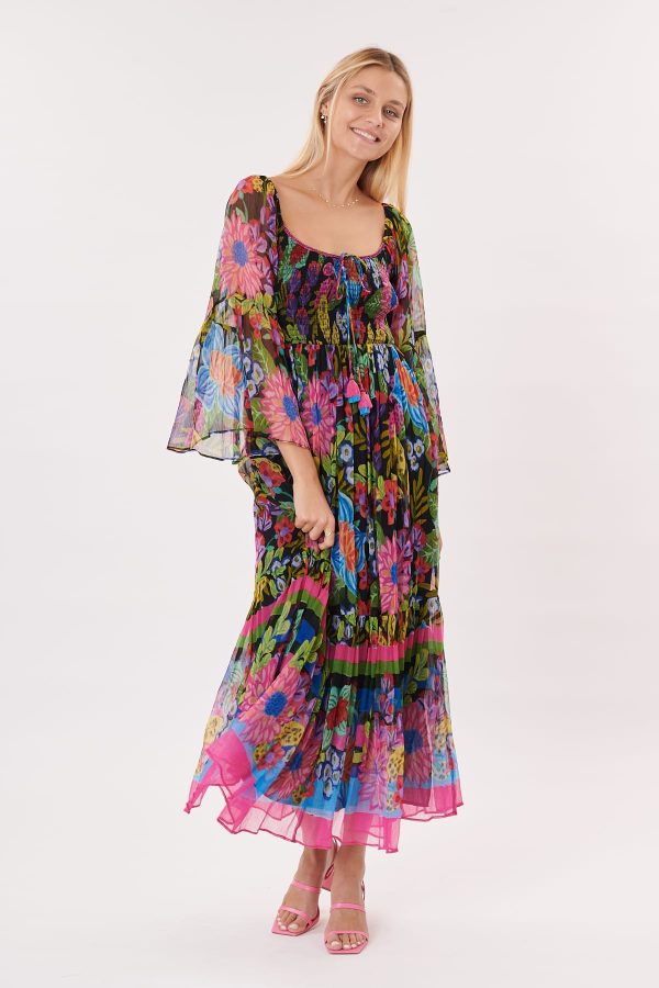 Robe longue imprimée avec des volants TANIALYS - Image 7