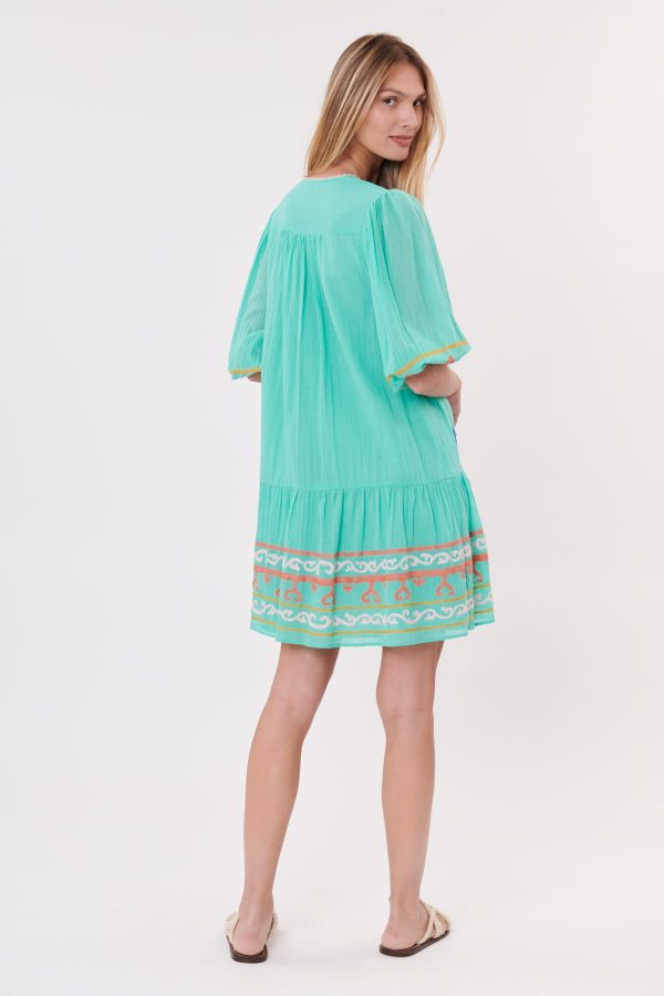 Robe courte brodée en col V avec manches courtes SELIMA - Image 5