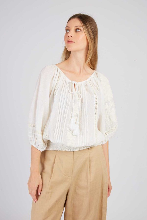 Blouse unie manches 3/4 BAHAMAS - Image 3