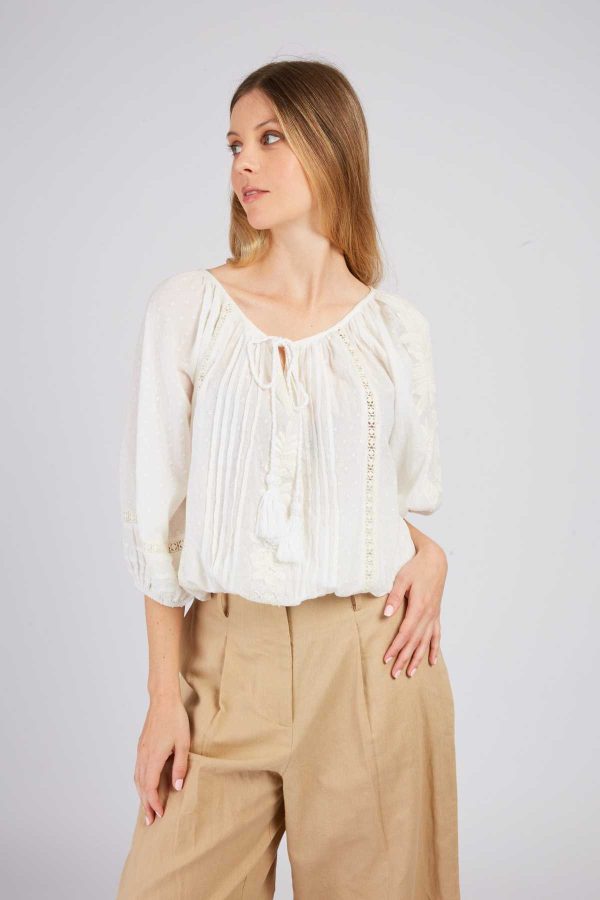 Blouse unie manches 3/4 BAHAMAS - Image 5